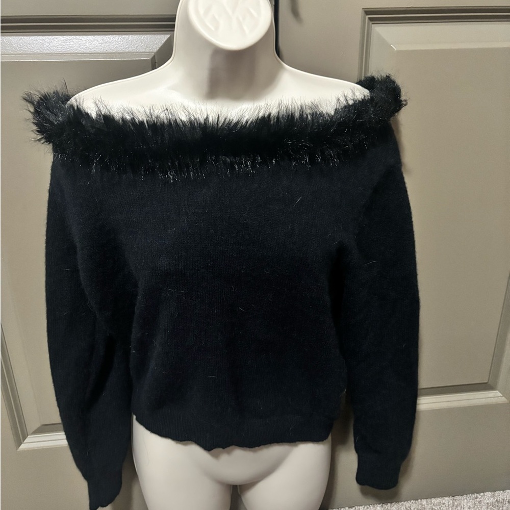 Elegant Black Off-Shoulder Sweater